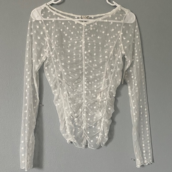 Free People Sheer White Flower Top - Picture 1 of 6